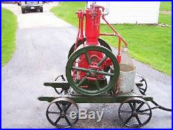1907 IHC 3hp Vertical FAMOUS Screen Cooled Hit Miss Gas Engine on Original Cart