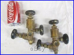 2 Antique Essex Brass Co Hit & Miss Gas Steam Engine Drip Oiler Lubricators