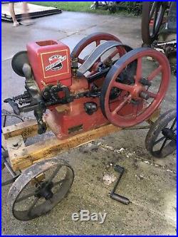 2 Hp United Hit Miss Gas Engine With Pull Cart Runs Nice