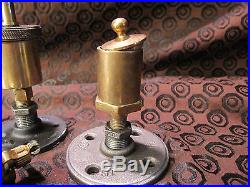 2 Old Brass Grease cups 1 Lavigne Oiler for Hit and Miss Engine