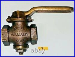 3/4 WILLIAMS Brass Gas Cock Regulating Throttle Valve Oilfield Hit Miss Engine