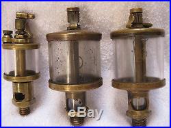 3 Unmarked Brass Oilers Lubricators Breathe Tube Check Ball Hit Miss Gas Engine