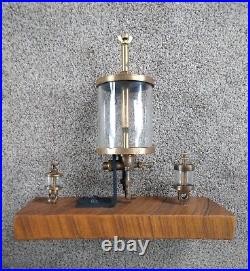 3pc Brass Oiler for Hit Miss Old Gas Engine, Beautiful Antique Oak Display