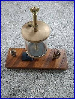 3pc Brass Oiler for Hit Miss Old Gas Engine, Beautiful Antique Oak Display