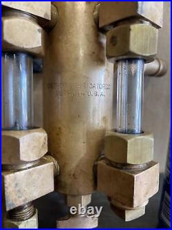 ANTIQUE Brass Detroit hydrostatic Lubricator Oiler 1/2PT Hit Miss Steam Engine