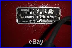 ANTIQUE INTERNATIONAL HARVESTER Type LB Hit & Miss Gas Engine 1-1/2 2-1/2 HP
