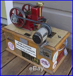 ANTIQUE Vintage Cast Iron & Brass Model Farm Gas Miniature Hit and Miss Engine