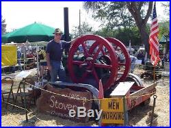 Antique 1916 Stover 22 HP Hit & Miss Engine on Dual Axle Trailer RUNS GREAT