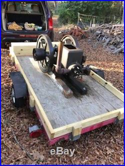 Antique 1925 Witte 5 HP engine mounted on 4x8 trailer, like Hit and Miss
