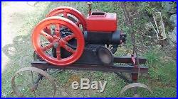 Antique 2 1/2 HP Hit Miss With Cart, Wrench, Runs Perfect