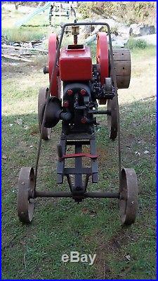 Antique 2 1/2 HP Hit Miss With Cart, Wrench, Runs Perfect