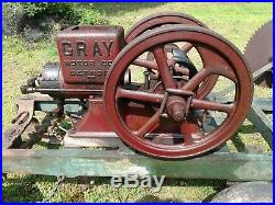 Antique 4 HP GRAY hit or miss Stationary engine with cart and saw rig