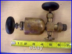 Antique Brass Drip Oiler Wooden Knob Antique Vintage Hit Miss Engine