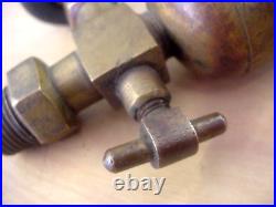 Antique Brass Drip Oiler Wooden Knob Antique Vintage Hit Miss Engine