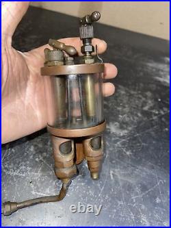 Antique Brass Essex Dual Feed Oiler Hit Miss Steam Marine Engine Parts