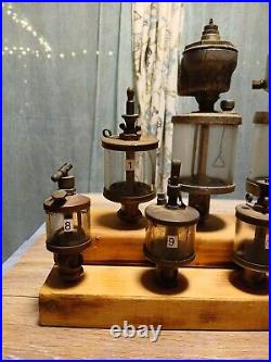 Antique Brass Glass Oiler Collection Hit Miss Steam Engine Machinery Beautiful