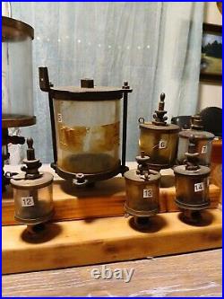 Antique Brass Glass Oiler Collection Hit Miss Steam Engine Machinery Beautiful