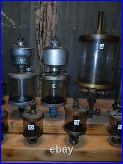 Antique Brass Glass Oiler Collection Hit Miss Steam Engine Machinery Beautiful