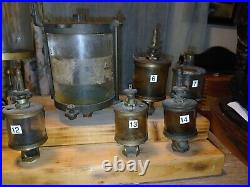 Antique Brass Glass Oiler Collection Hit Miss Steam Engine Machinery Beautiful