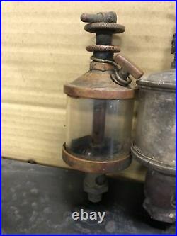 Antique Brass Oiler Pair Hit Miss Steam Engine Parts