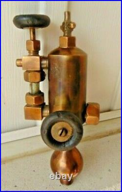 Antique Detroit Lubricator Polished Brass Oiler 2 Sight Feeds Hit & Miss Engine