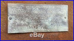 Antique Fairfield Engine Hit And Miss Type 4.5 hp Rebuildable or Parts