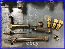 Antique Hit Miss Engine LARGE Brass Oiler Lot Steam Parts Lot