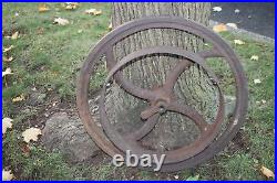 Antique Hit Miss Engine Wheel Assembly LARGE Industrial Country Decor