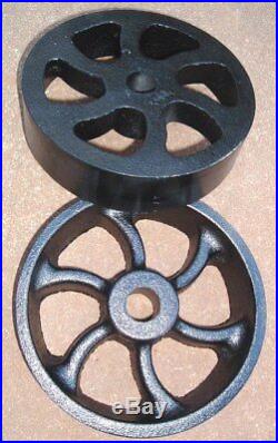 Antique Hit & Miss Gas Engine Cart Parts Set Cast Iron Six Spiral Spoke Wheels