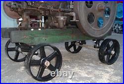 Antique Hit & Miss Gas Engine Cast Iron Cart Truck Parts Set Five Spoke Wheels