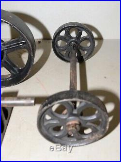 Antique Hit & miss engine cart front & back wheels collectible cast iron lot
