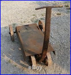 Antique Industrial Factory pull Cart iron cast steel HIT MISS ENGINE cart
