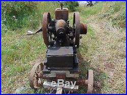 Antique International M Hit Miss Motor Rare Large Engine Wagon Steel Wheels