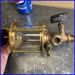 Antique NICE Brass Essex Oiler Lubricator Hit Miss Steam Engine Glass Drip 1/2
