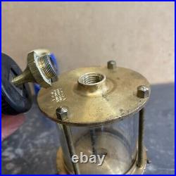 Antique NICE Brass Essex Oiler Lubricator Hit Miss Steam Engine Glass Drip 1/2