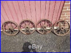 Antique Set Cast Iron Metal Hit Miss Steam Engine Industrial Cart Wheels Rims