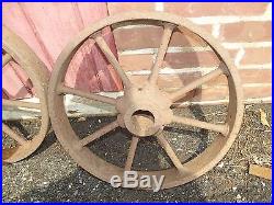 Antique Set Cast Iron Metal Hit Miss Steam Engine Industrial Cart Wheels Rims