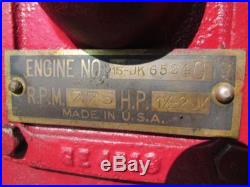 Antique Vintage 1930s Hercules Economy Hit&Miss Gas Engine Motor 1-1/2 HP 15-JK
