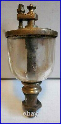 Antique Vintage Lonergan Wine Urn Glass Brass Oiler Hit Miss Engine