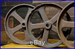 Antique cast iron wheels set of 4 railroad cart hit miss engine industrial table