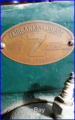 Antique old 3 Hp FAIRBANKS-MORSE Z Hit Miss Gas Engine with cart Steam Tractor