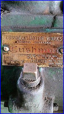 Antique old 4 Hp model C Cushman vertical Hit Miss Gas Engine with cart Steam