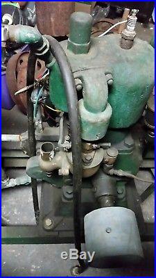 Antique old 4 Hp model C Cushman vertical Hit Miss Gas Engine with cart Steam