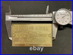Brand New Root & Vandervoort Antique Hit And Miss Engine Brass Data Tag