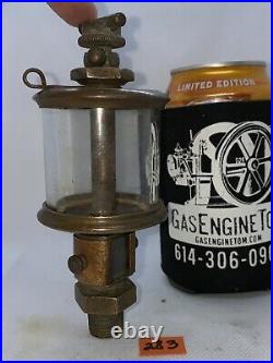 Brass Flat Glass POWELL Oiler #2 Hit Miss Gas Engine Vintage Antique T-Handle