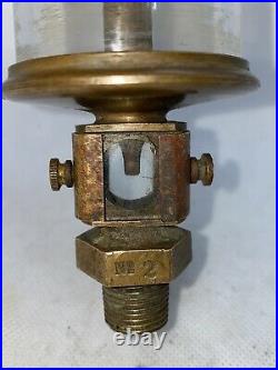 Brass Flat Glass POWELL Oiler #2 Hit Miss Gas Engine Vintage Antique T-Handle