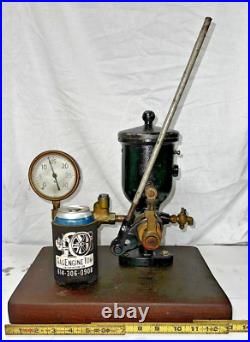 Cast Iron Pot Oiler with Ashcroft Gauge for Old Hit Miss Gas Steam Oilfield Engine