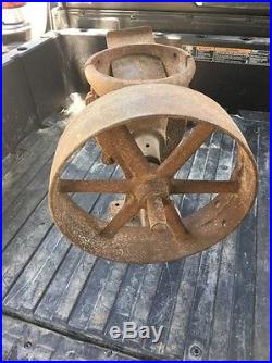 Corn Grain Grinder vintage cast iron hit miss Engine Flat Belt Pulley Free Ship