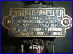 Crocker Wheeler Bipolar Electric Co. Antique Motor hit miss