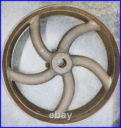 Curved Spoke Flat Belt Pulley Hit Miss Gas Engine Cast Iron #470